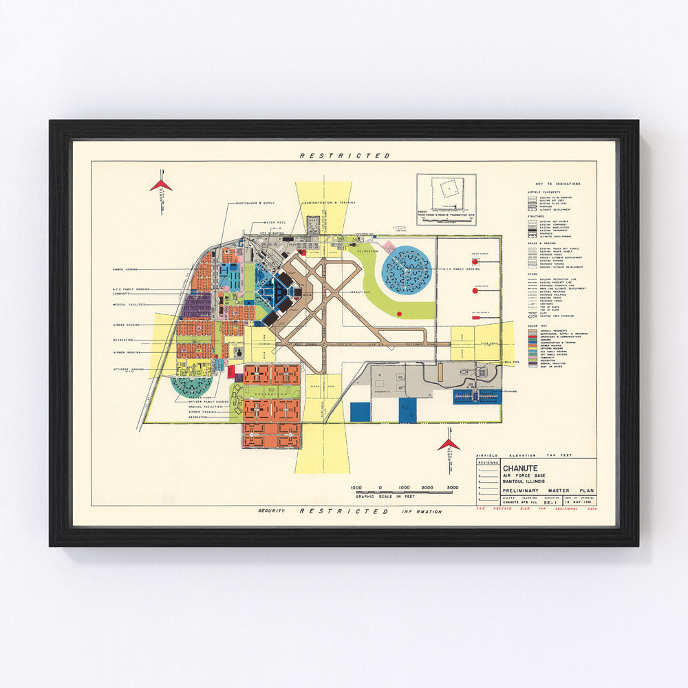 Chanute Air Force Base Vintage Map 1951