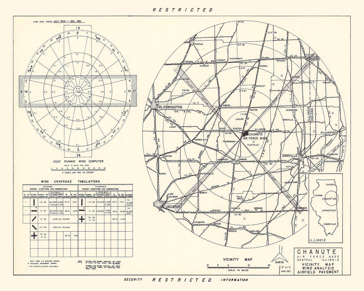 Preview of Vintage Map of the Chanute Air Force Base Vicinity, 1951