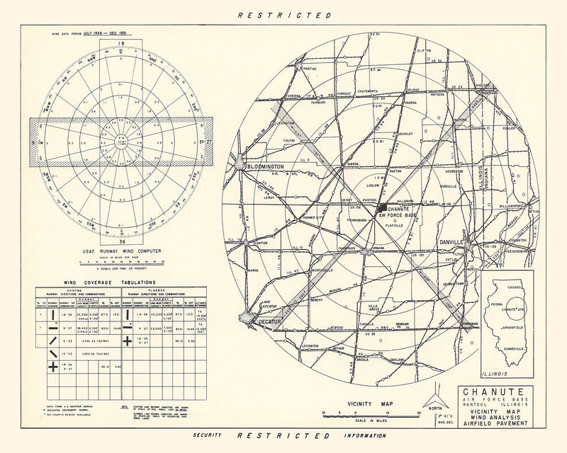Size comparison using Vintage Map of the Chanute Air Force Base Vicinity, 1951