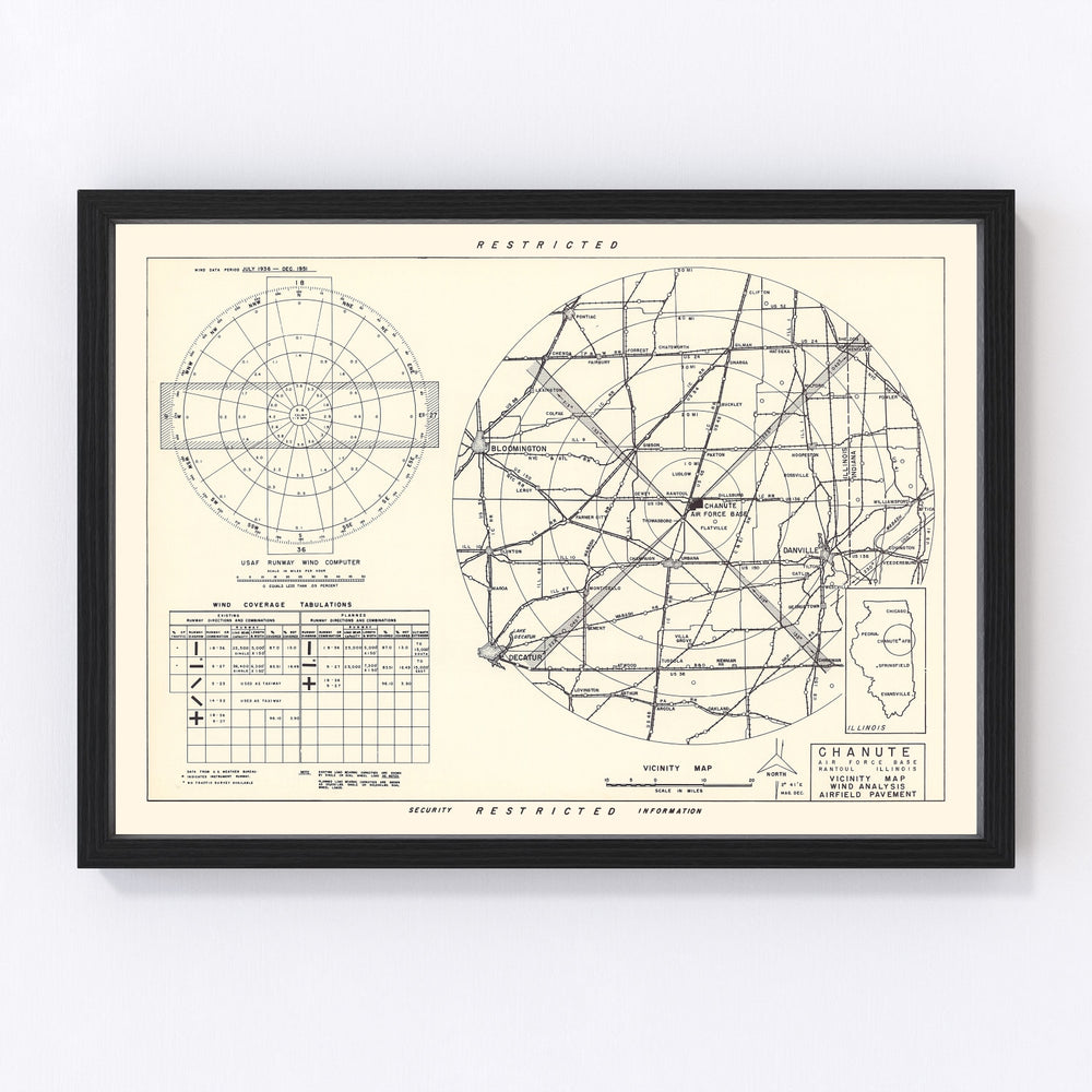 Chanute Air Force Base Vicinity Vintage Map 1951