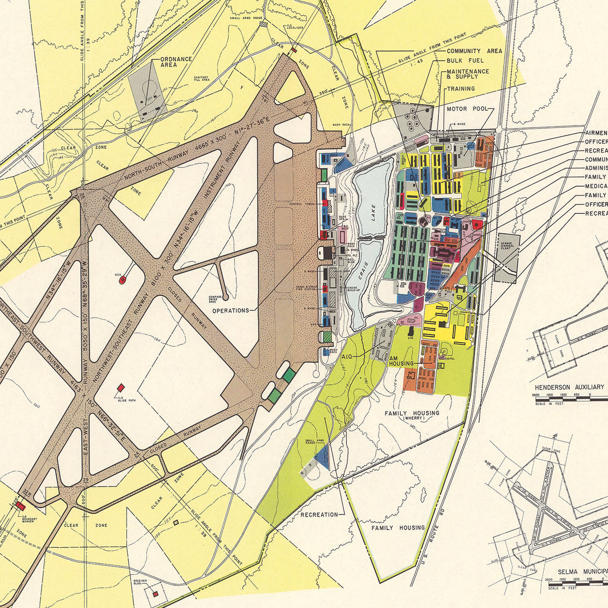 Restored historic details from the 1950 airfield map of Selma, Alabama