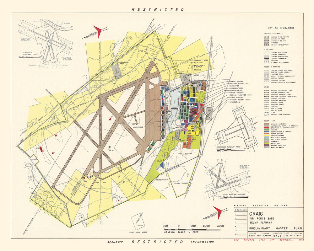 Vintage Map of Craig Air Force Base, 1950 print style example