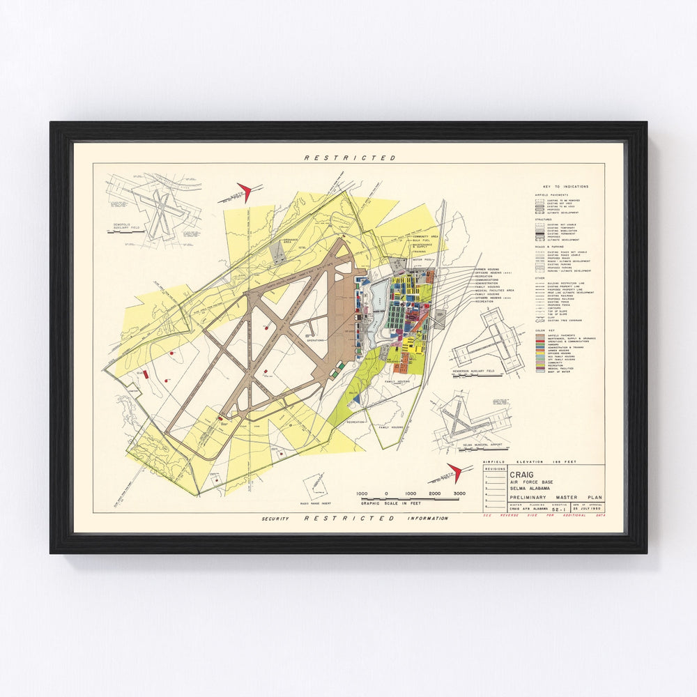 Craig Air Force Base Vintage Map 1950