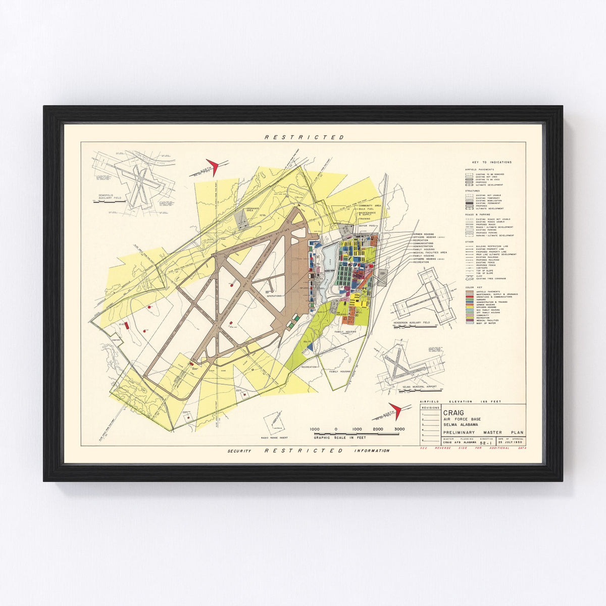 Craig Air Force Base Vintage Map 1950