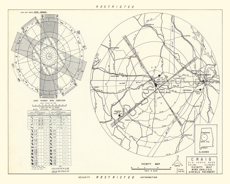 Size comparison using Vintage Map of the Craig Air Force Base Vicinity, 1950