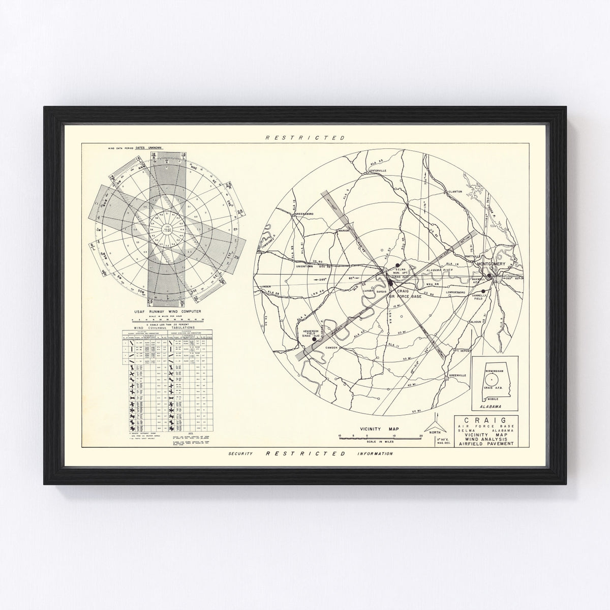 Craig Air Force Base Vicinity Vintage Map 1950