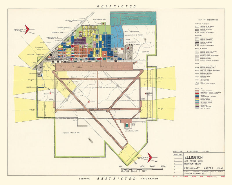 Size comparison using Vintage Map of Ellington Air Force Base, 1953