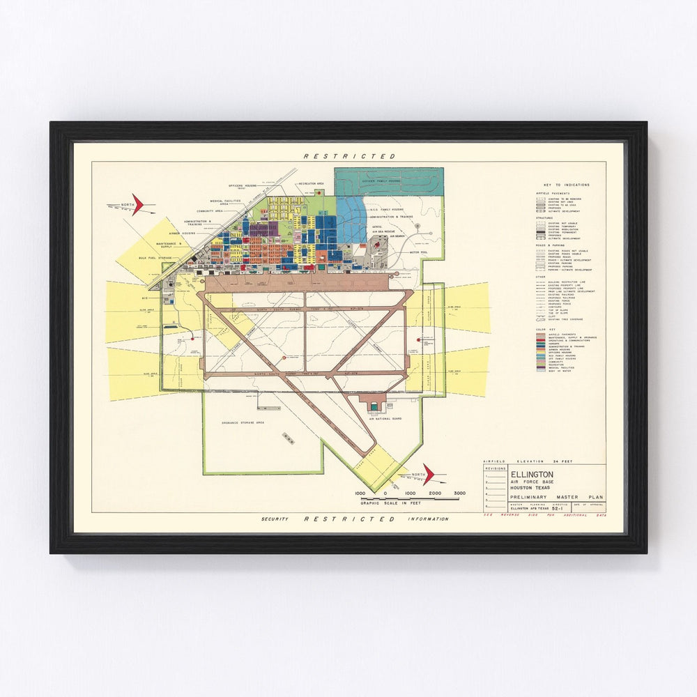 Ellington Air Force Base Vintage Map 1953