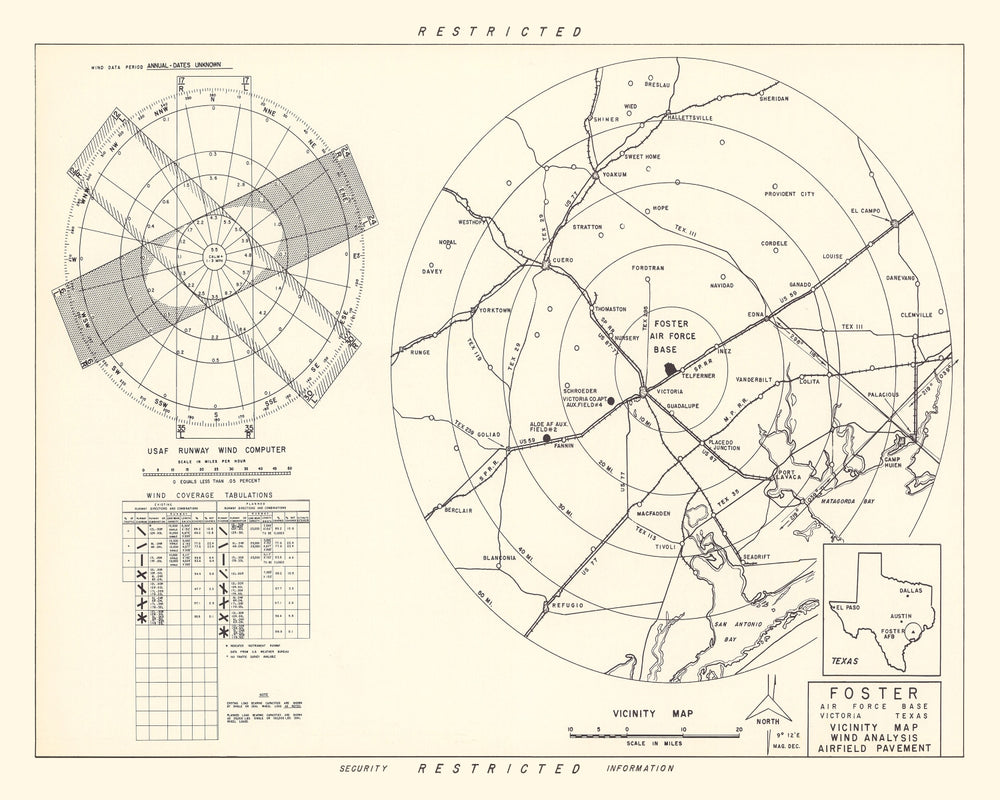 Vintage Map of the Foster Air Force Base Vicinity, 1951 print style example