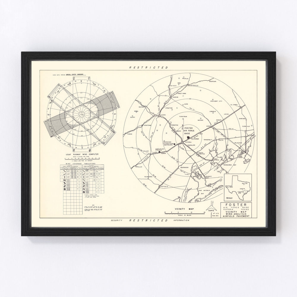 Foster Air Force Base Vicinity Vintage Map 1951