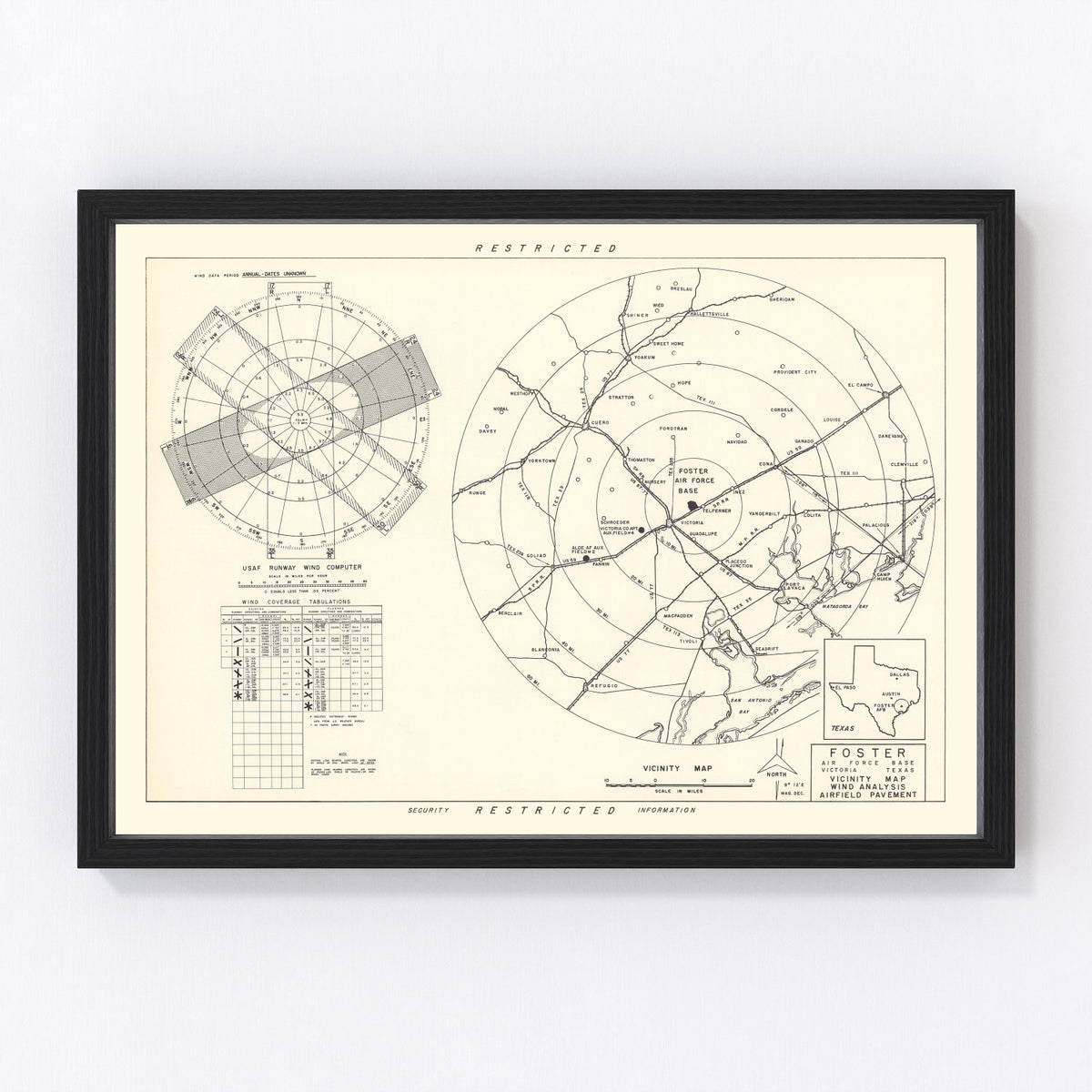 Foster Air Force Base Vicinity Vintage Map 1951