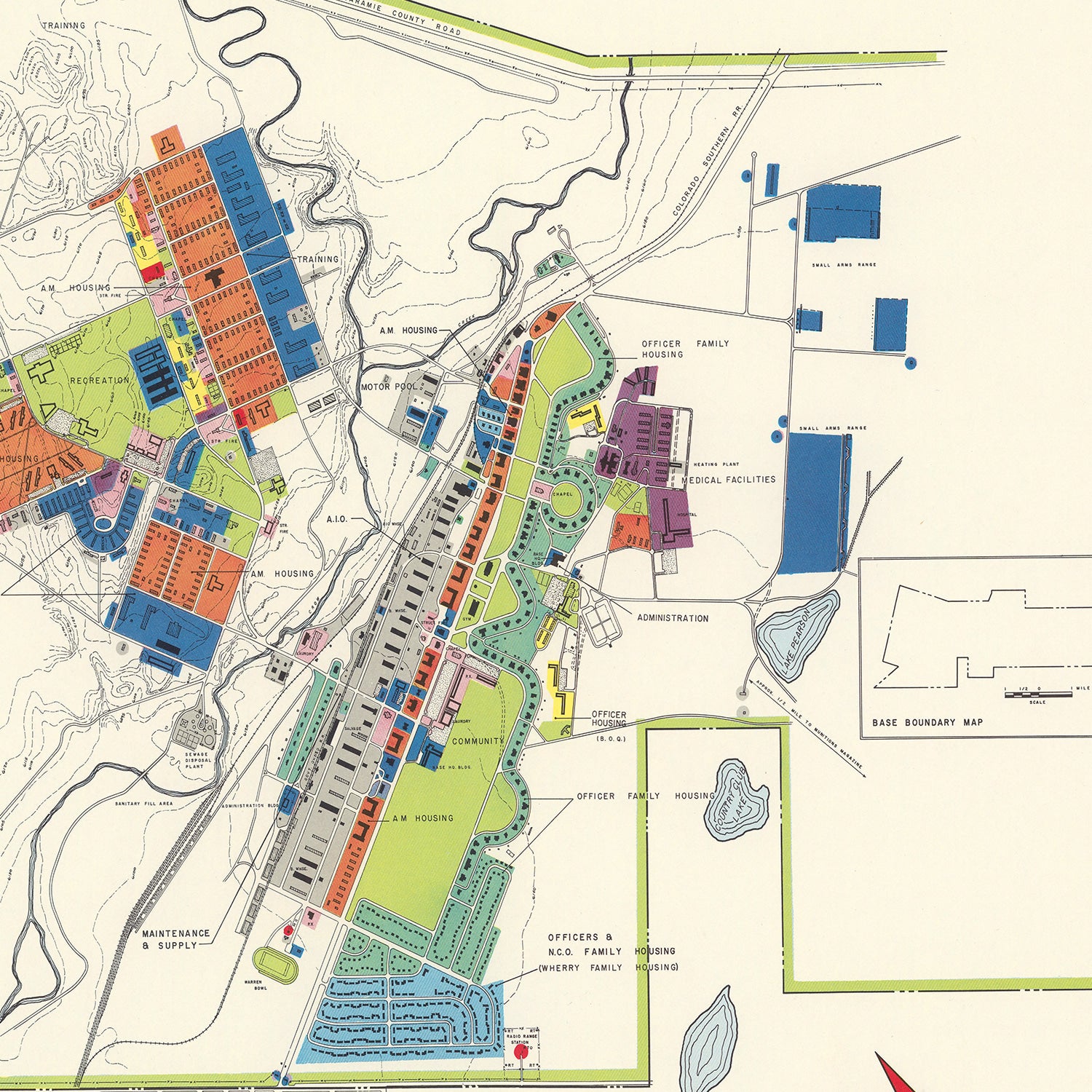 Restored historic details from the 1952 airfield map of Cheyenne, Wyoming