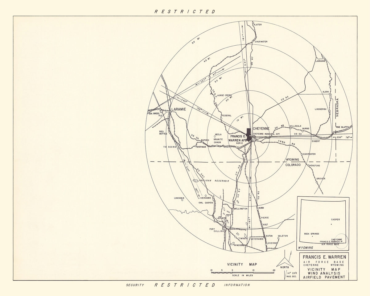 Preview of Vintage Map of the Francis E. Warren Air Force Base Vicinity, 1952
