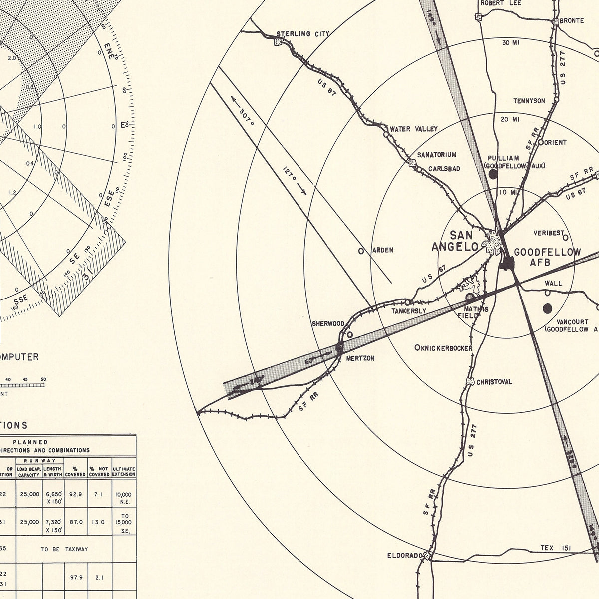 Restored historic details from the 1952 airfield map of San Angelo, Texas