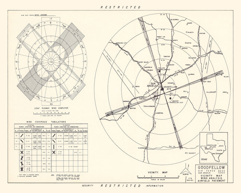 Size comparison using Vintage Map of the Goodfellow Air Force Base Vicinity, 1952