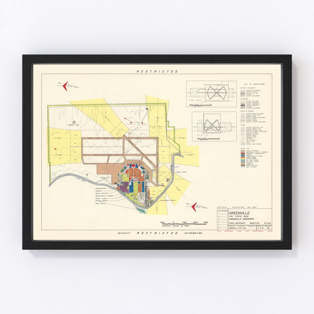 Greenville Air Force Base Vintage Map 1951