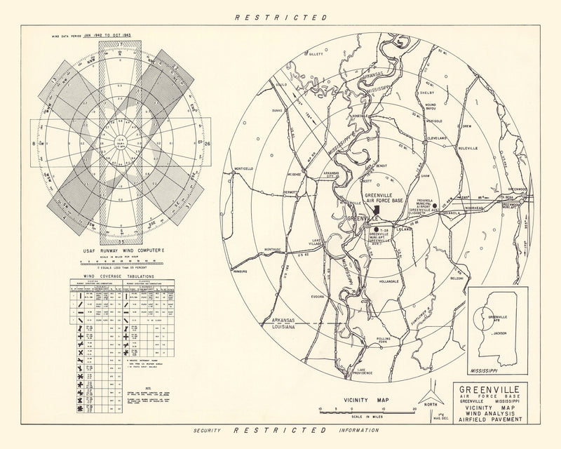 Size comparison using Vintage Map of the Greenville Air Force Base Vicinity, 1951
