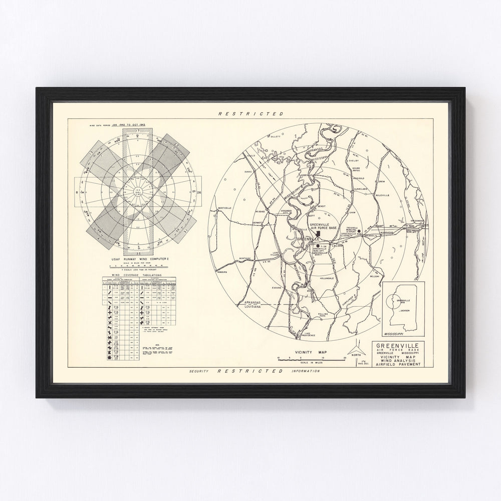Greenville Air Force Base Vicinity Vintage Map 1951