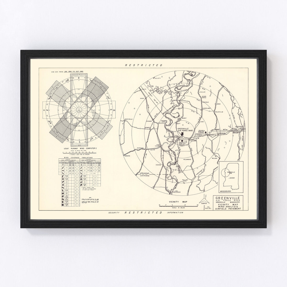 Greenville Air Force Base Vicinity Vintage Map 1951