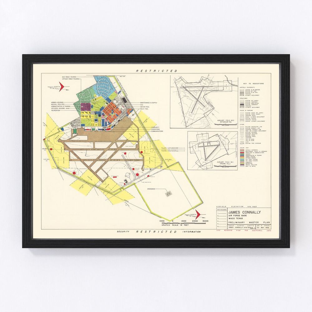 James Connally Air Force Base Vintage Map 1952