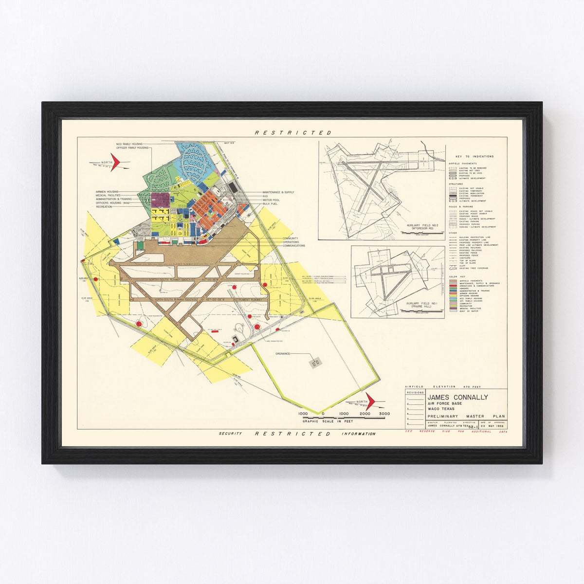 James Connally Air Force Base Vintage Map 1952