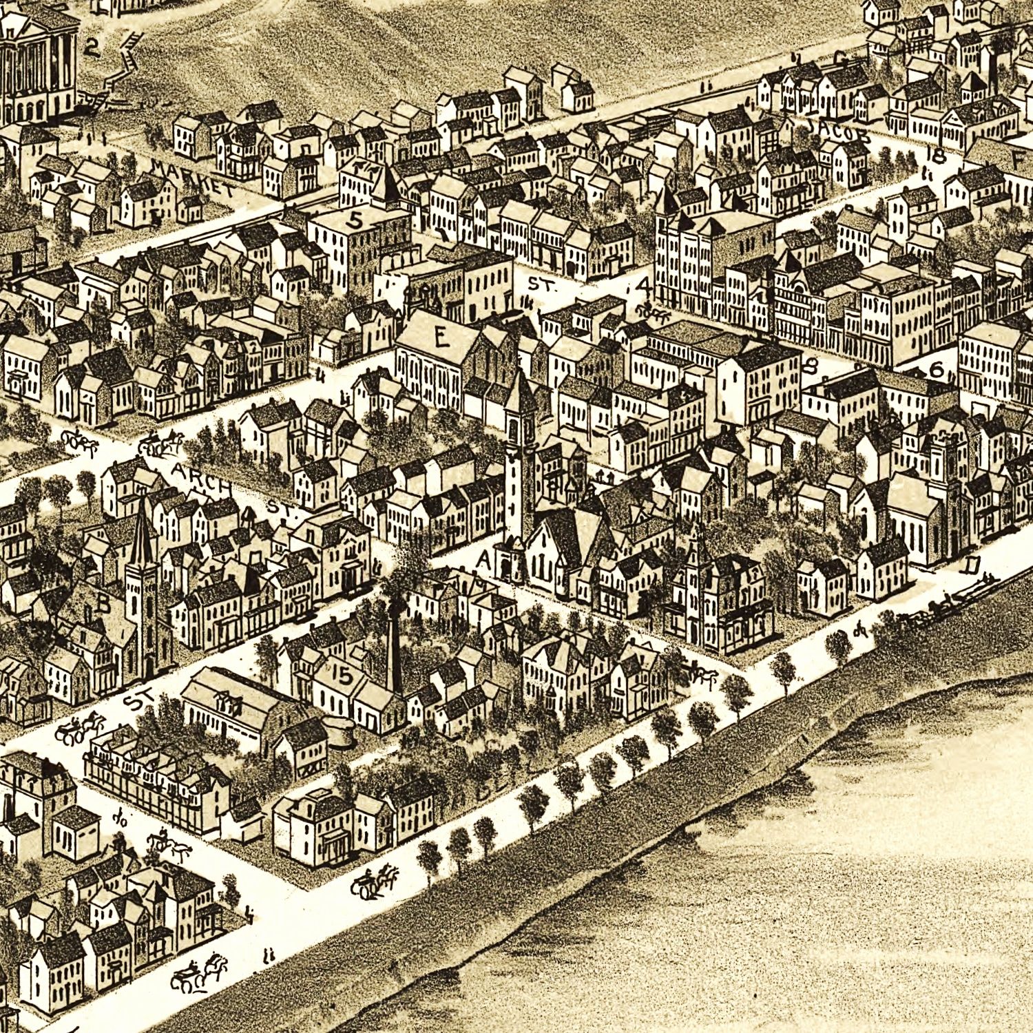 Restored historic details from the 1896 city map of Kittanning, Pennsylvania