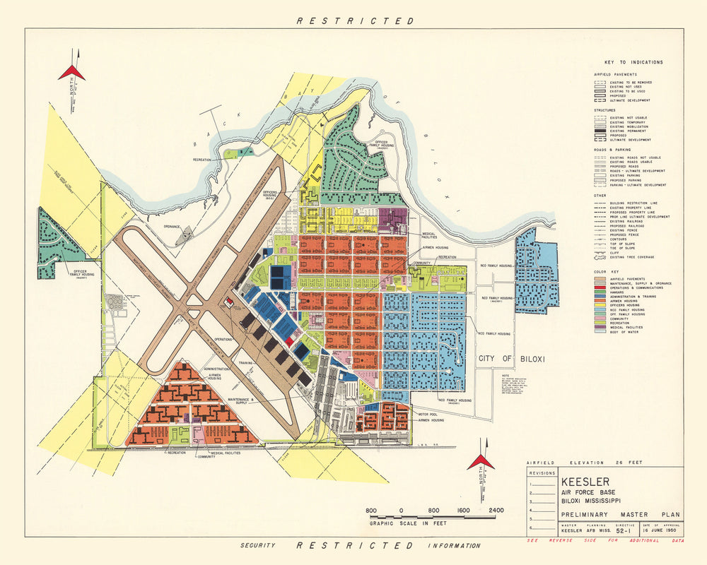 Vintage Map of Keesler Air Force Base, 1950 print style example