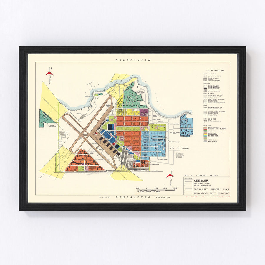 Keesler Air Force Base Vintage Map 1950