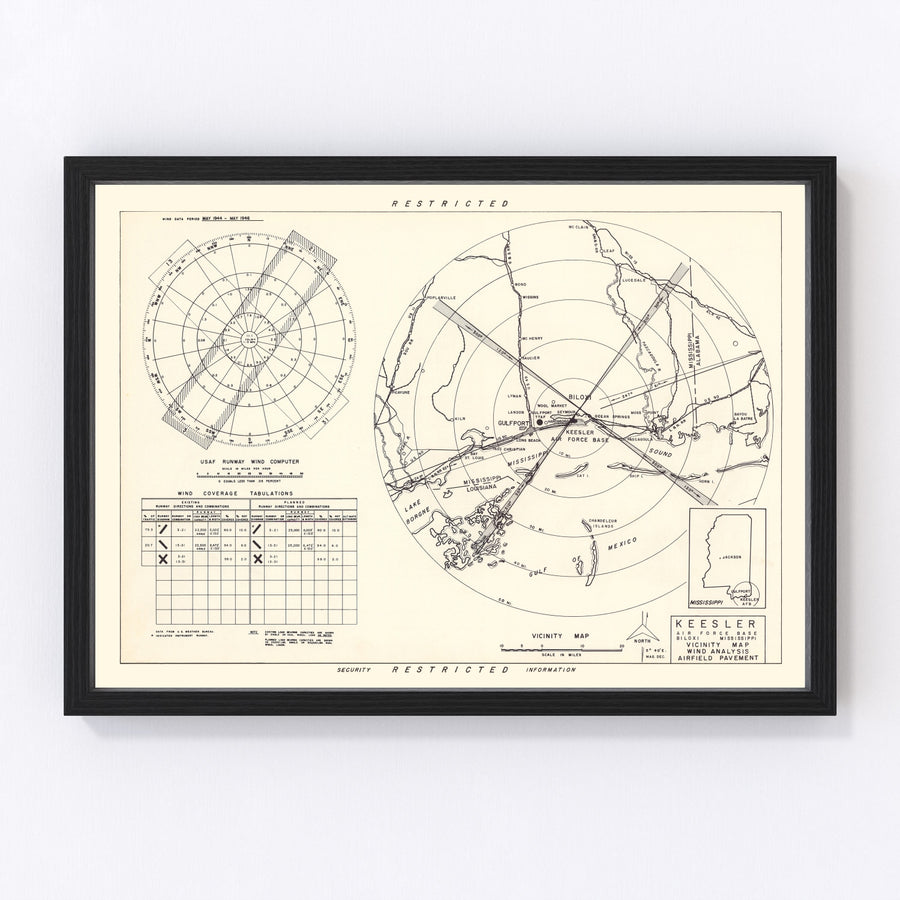 Keesler Air Force Base Vicinity Vintage Map 1950