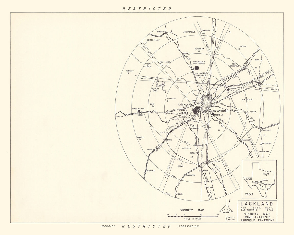 Preview of Vintage Map of the Lackland Air Force Base Vicinity, 1950