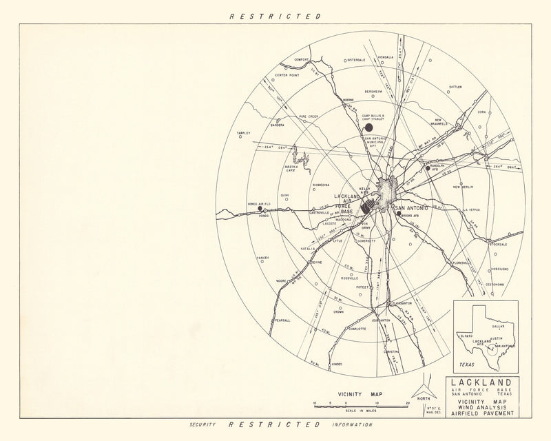 Size comparison using Vintage Map of the Lackland Air Force Base Vicinity, 1950