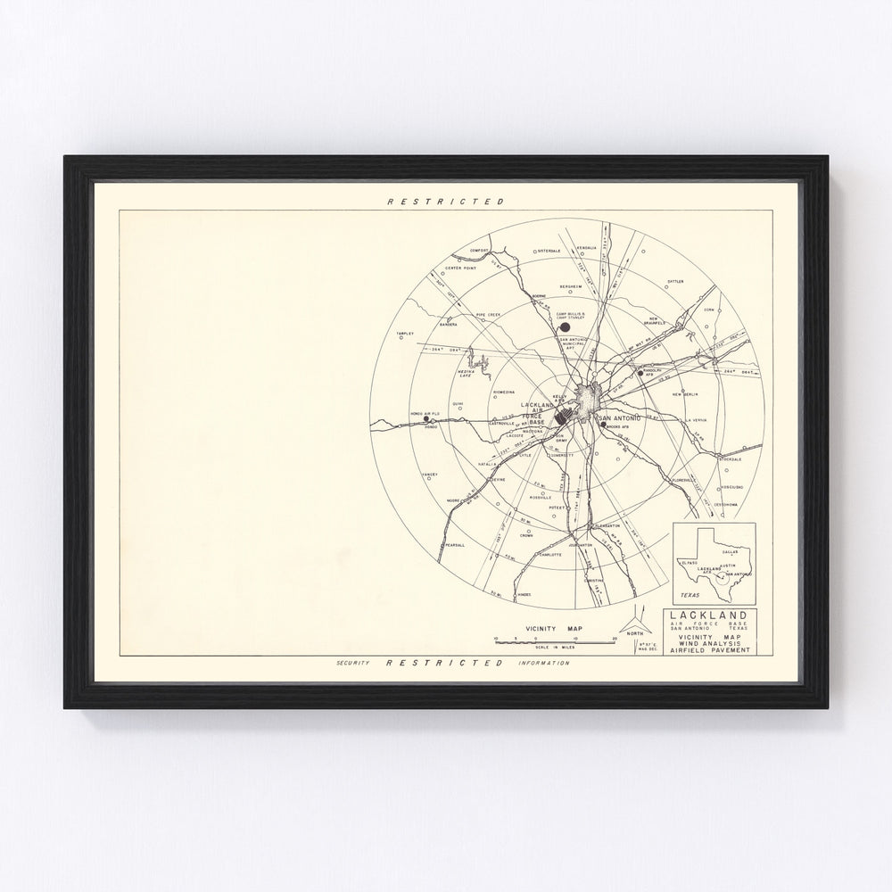 Lackland Air Force Base Vicinity Vintage Map 1950