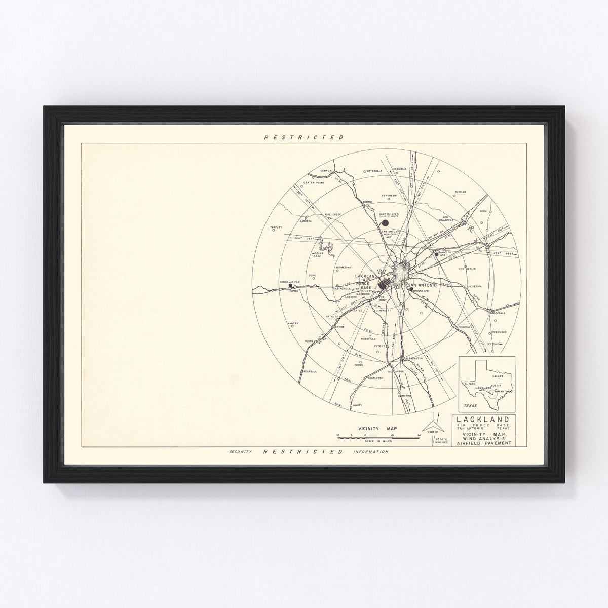 Lackland Air Force Base Vicinity Vintage Map 1950