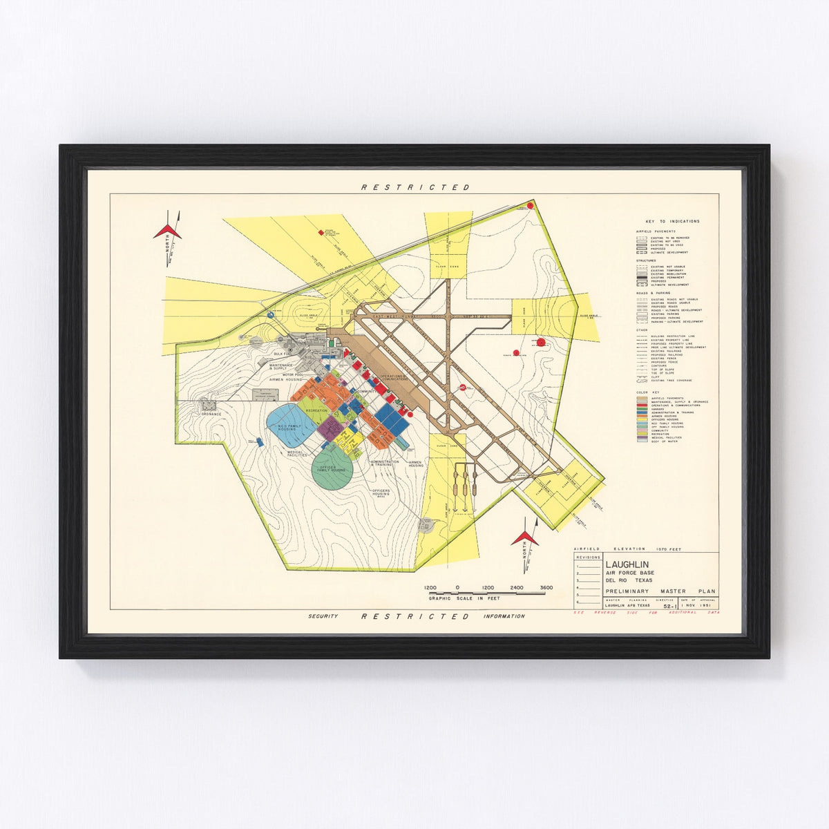 Laughlin Air Force Base Vintage Map 1951