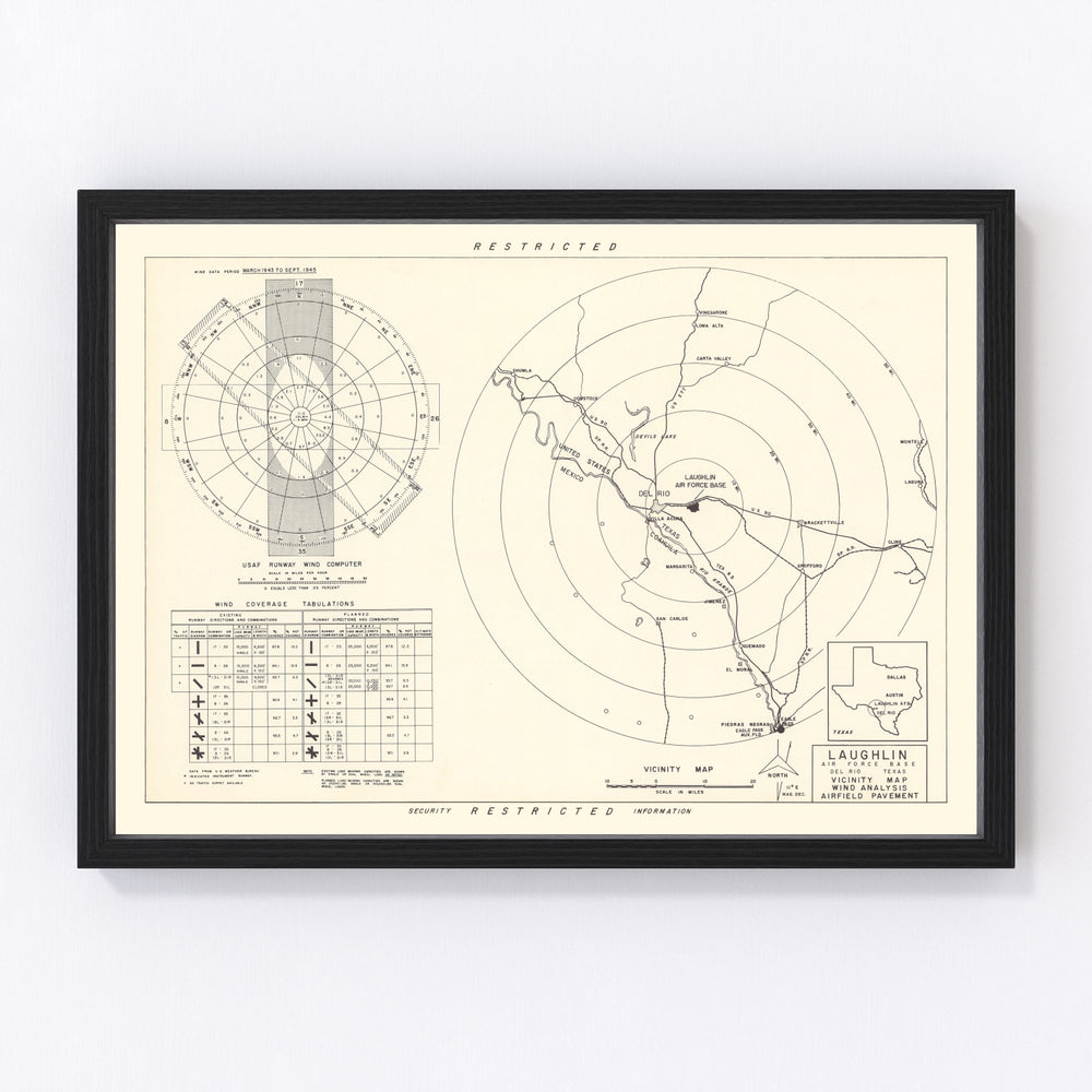 Laughlin Air Force Base Vicinity Vintage Map 1951