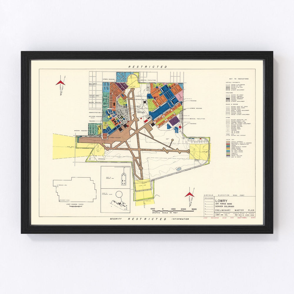 Lowry Air Force Base Vintage Map 1952