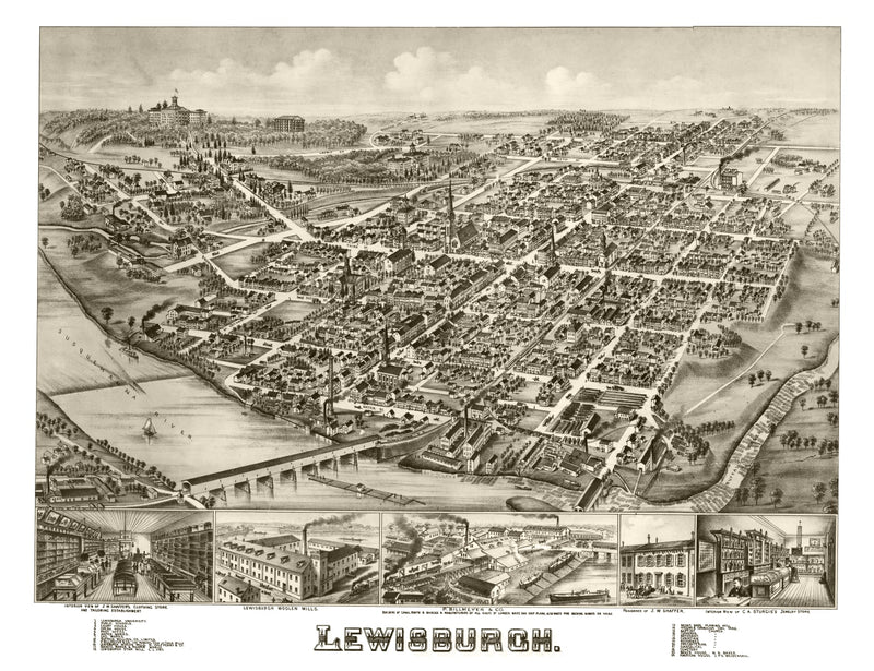 Size comparison using Vintage Map of Lewisburgh, Pennsylvania 1884