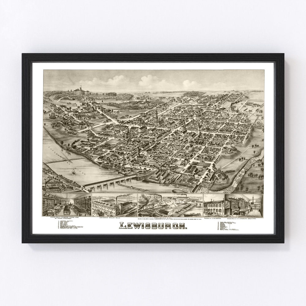 Lewisburgh Vintage Map 1884