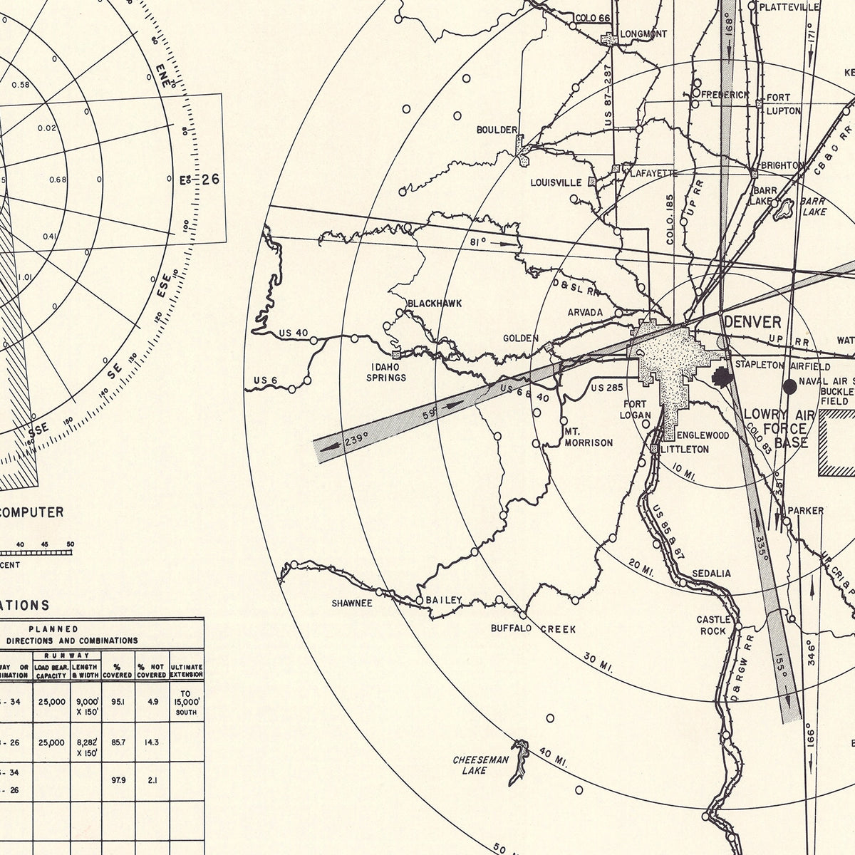 Restored historic details from the 1952 airfield map of Denver, Colorado
