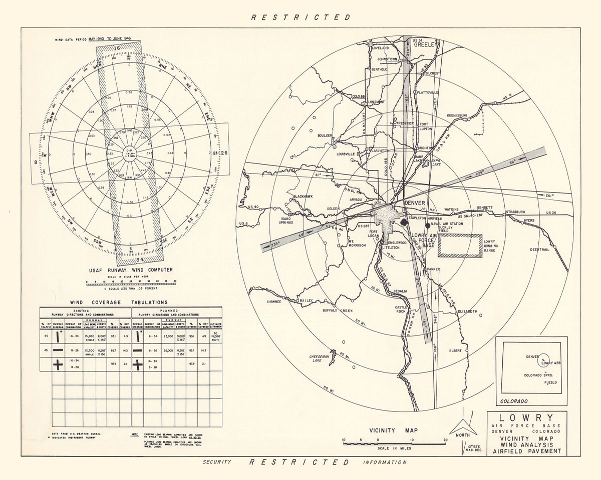 Preview of Vintage Map of the Lowry Air Force Base Vicinity, 1952