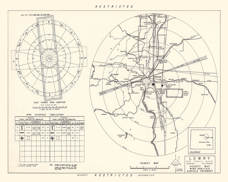 Size comparison using Vintage Map of the Lowry Air Force Base Vicinity, 1952