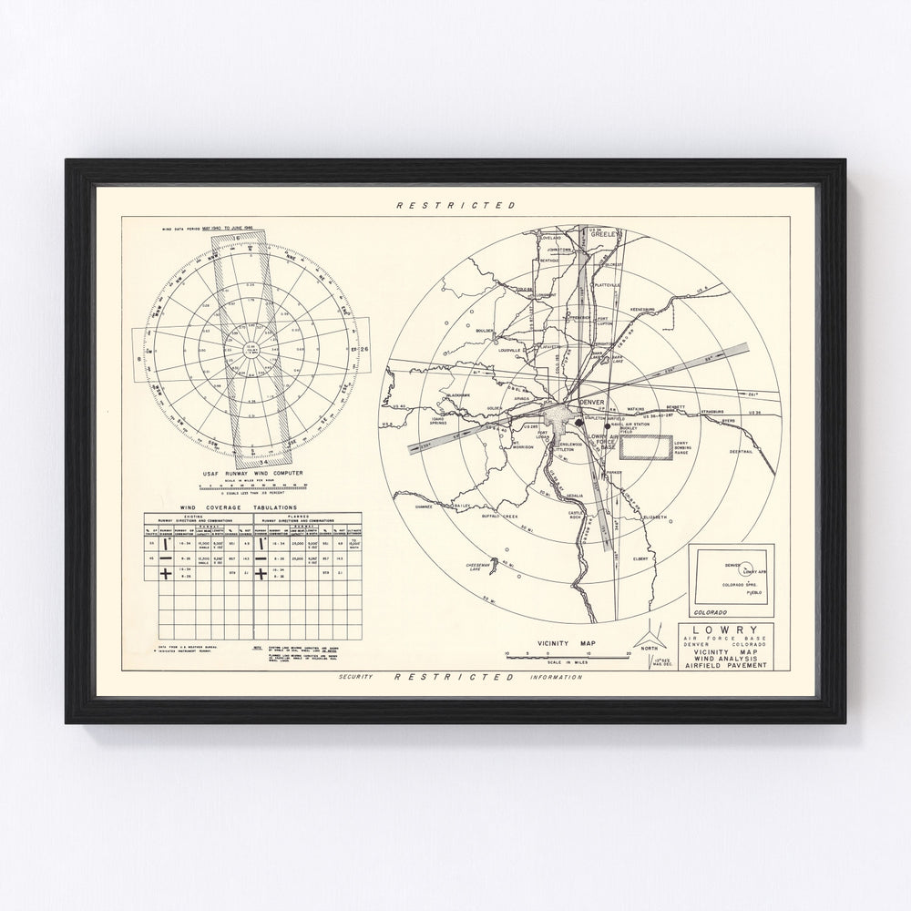 Lowry Air Force Base Vicinity Vintage Map 1952