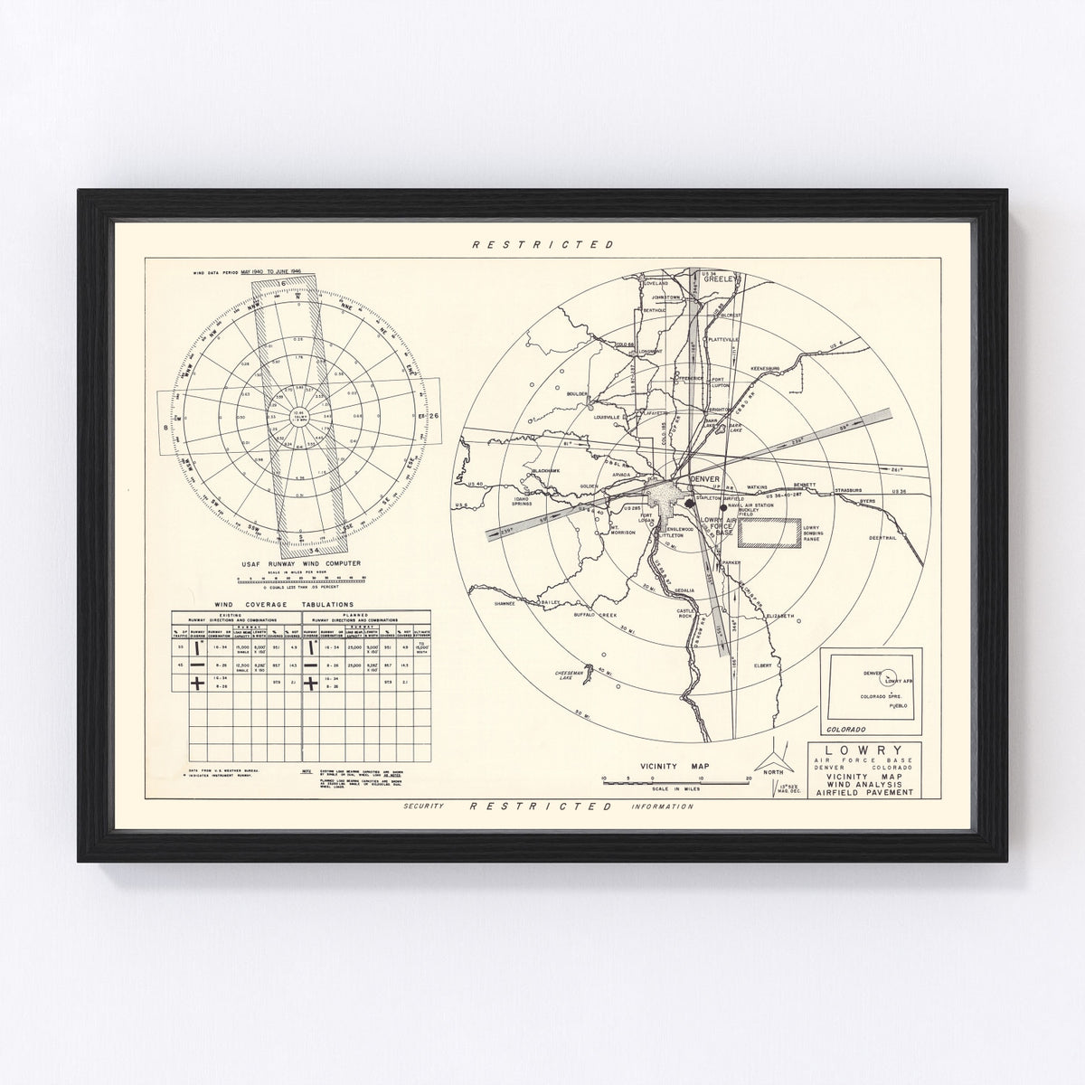 Lowry Air Force Base Vicinity Vintage Map 1952