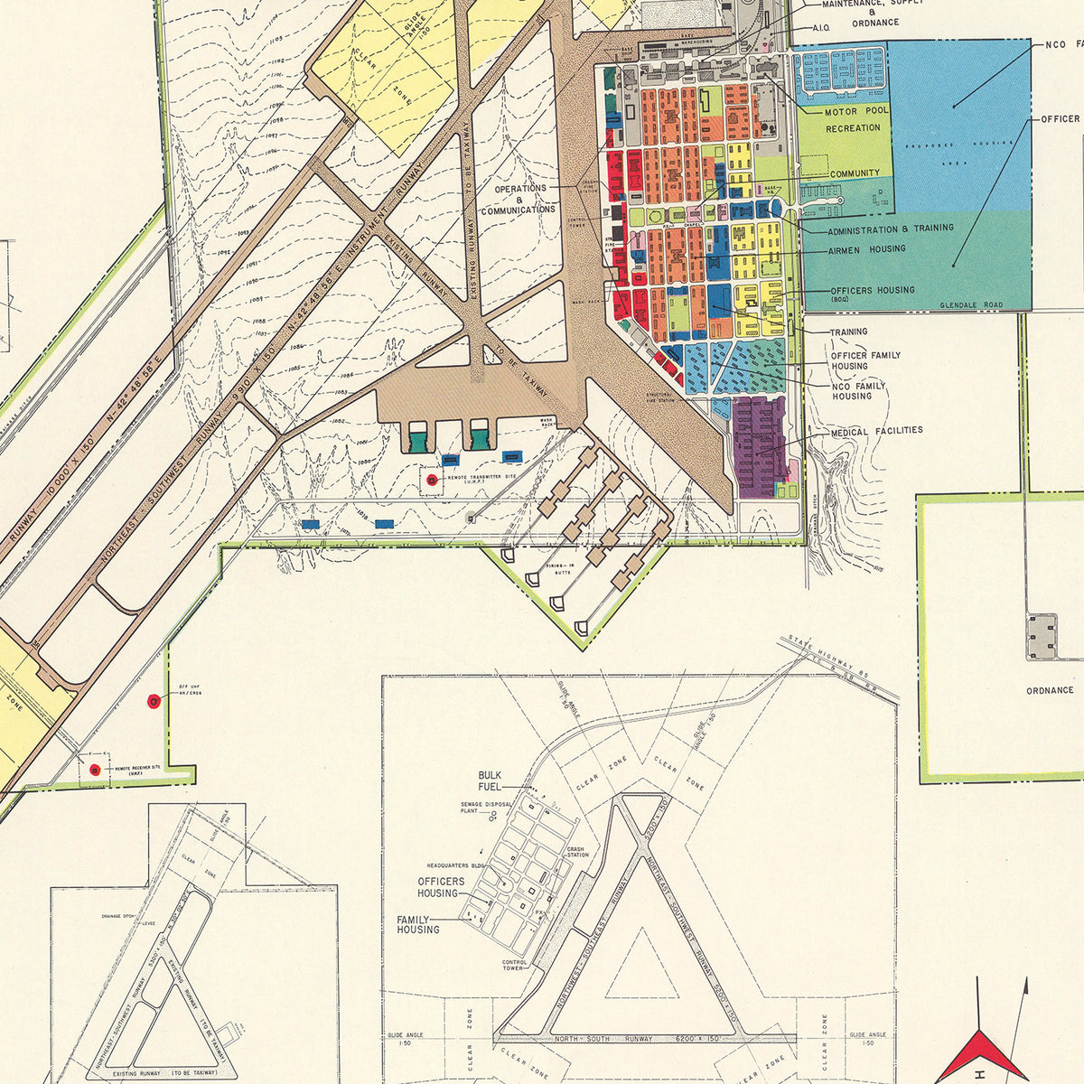 Restored historic details from the 1951 airfield map of Phoenix, Arizona
