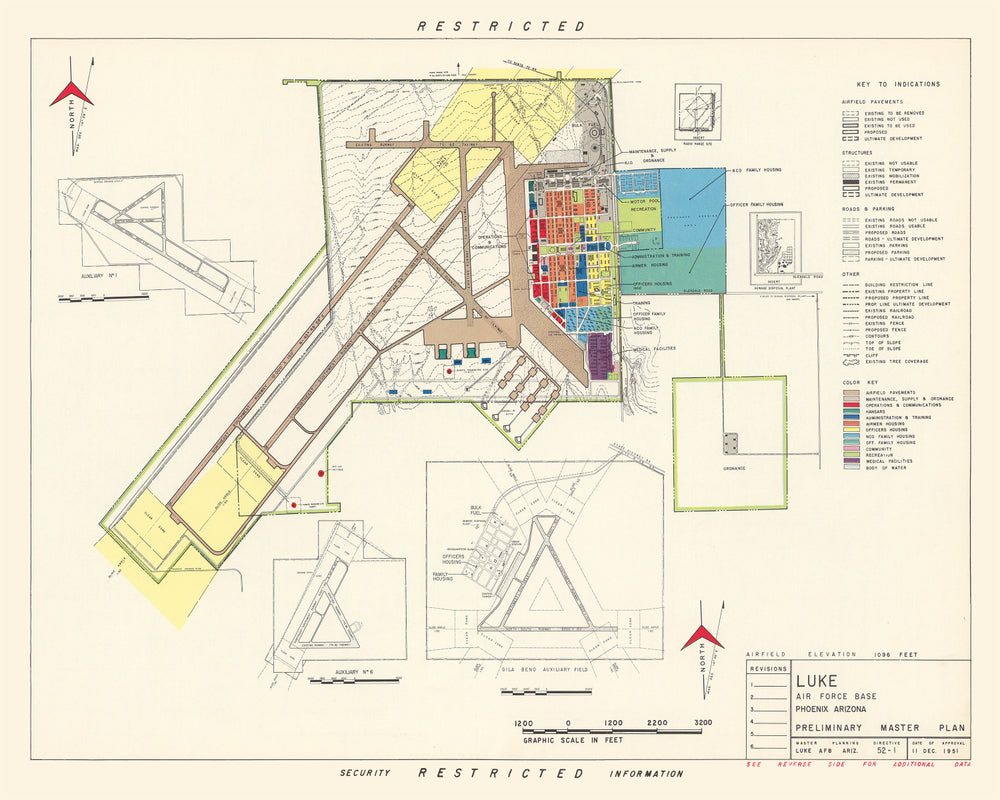 Vintage Map of Luke Air Force Base, 1951 print style example