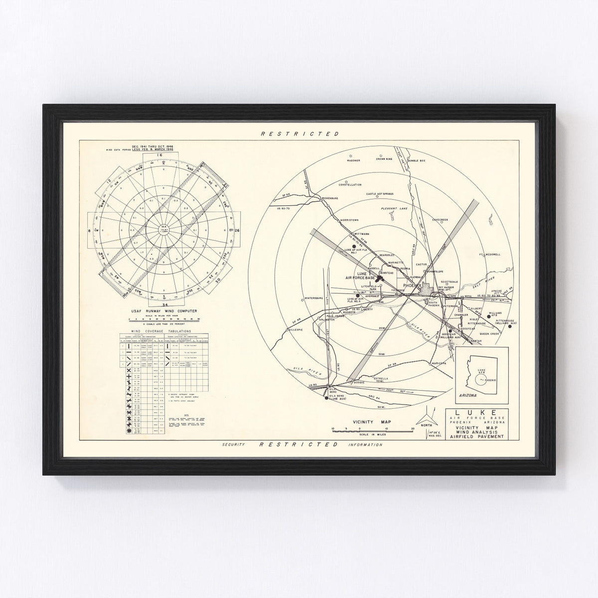 Luke Air Force Base Vicinity Vintage Map 1951