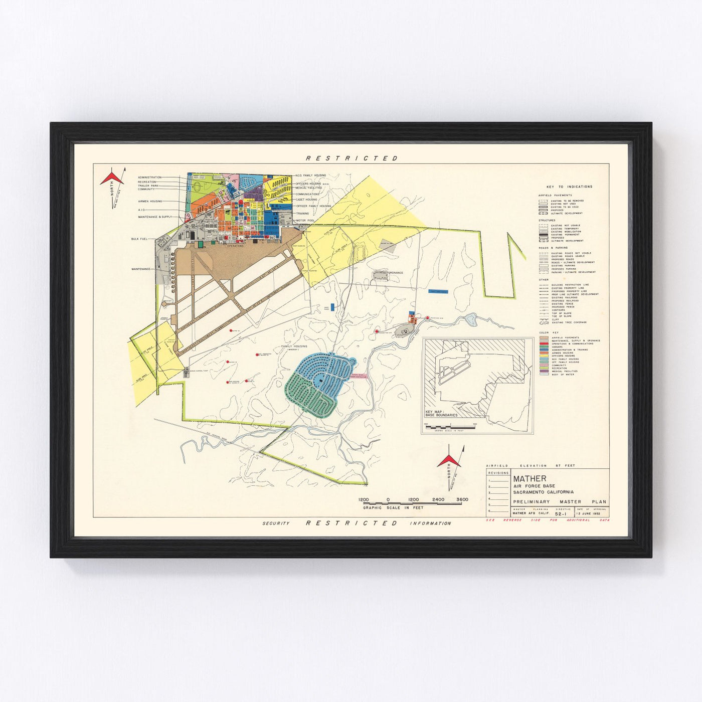 Mather Air Force Base Vintage Map 1952