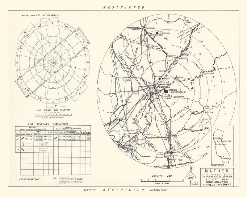 Size comparison using Vintage Map of the Mather Air Force Base Vicinity, 1952