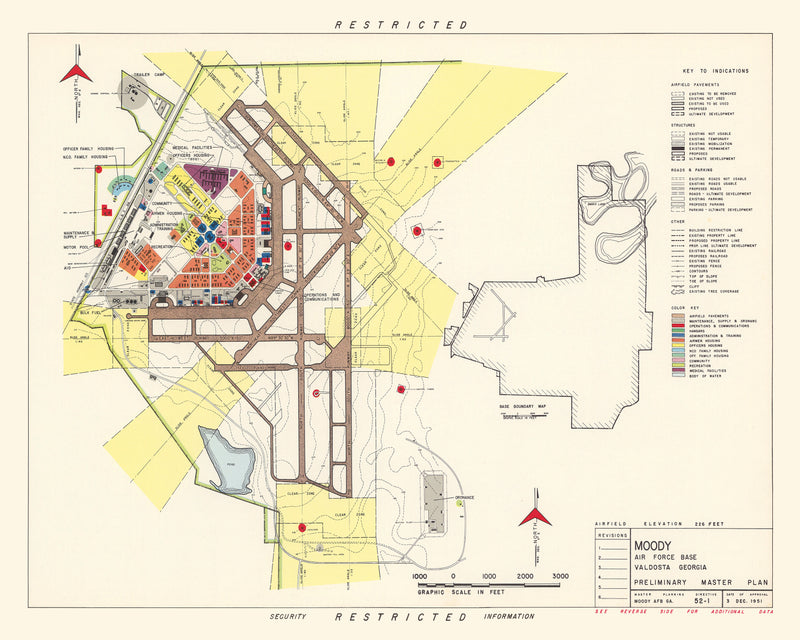 Size comparison using Vintage Map of Moody Air Force Base, 1951