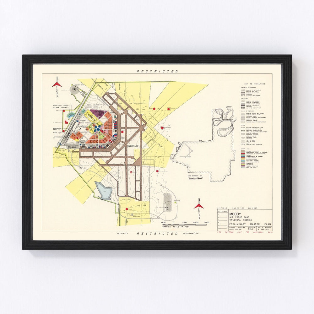 Moody Air Force Base Vintage Map 1951